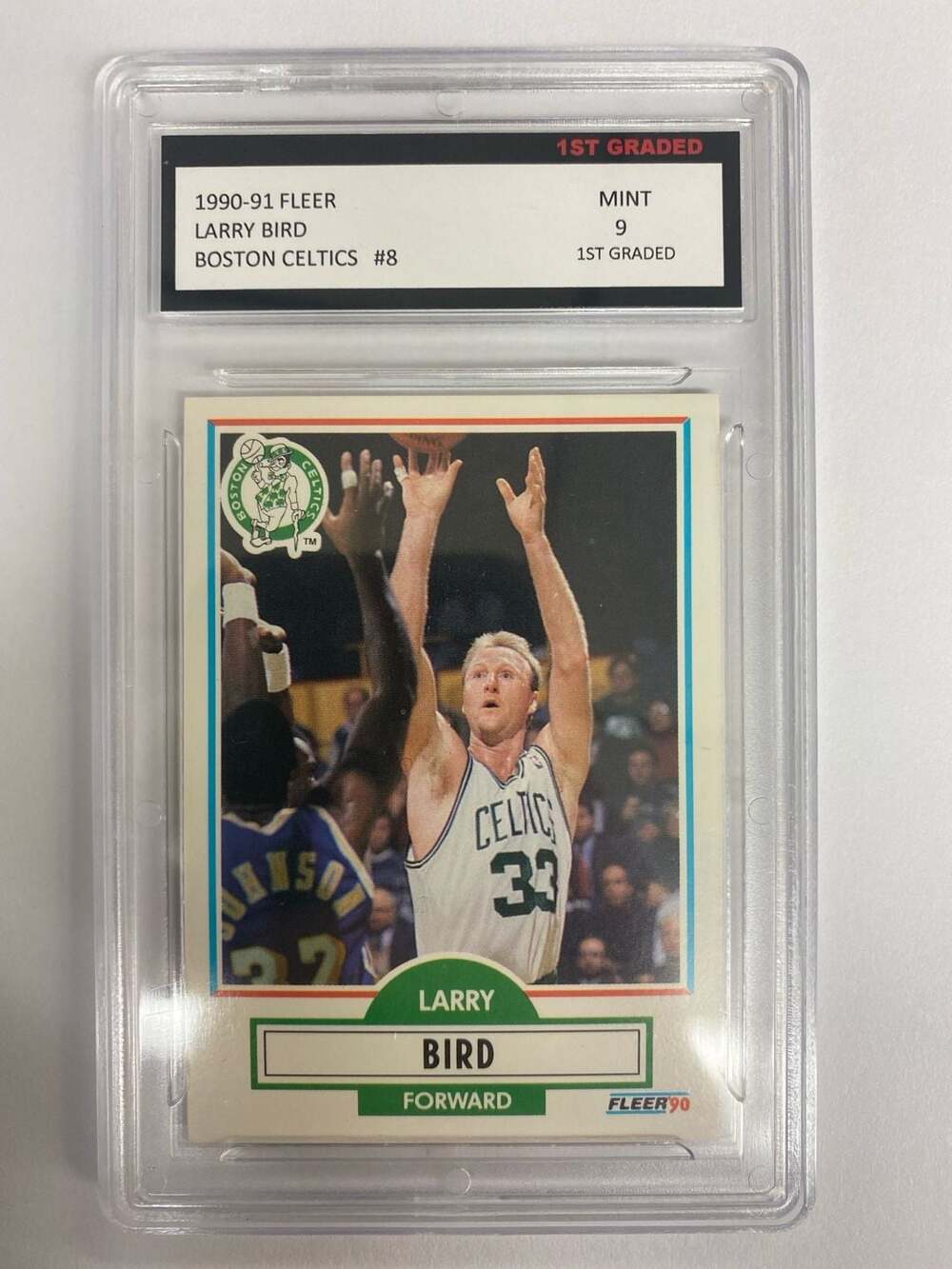 1990-91 Fleer #8 Larry Bird Boston Celtics Basketball Card - 1st Graded Mint 9